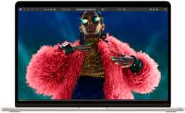 Das MacBook Air Display mit einem farbigen Bild, um die Farbpalette und die Auflösung des Liquid Retina Displays zu zeigen